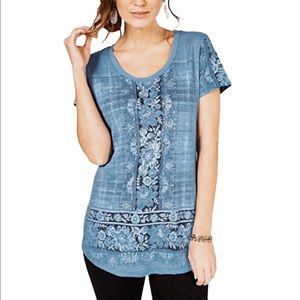 NWT Women's Batik-Print Panel Tunic Top